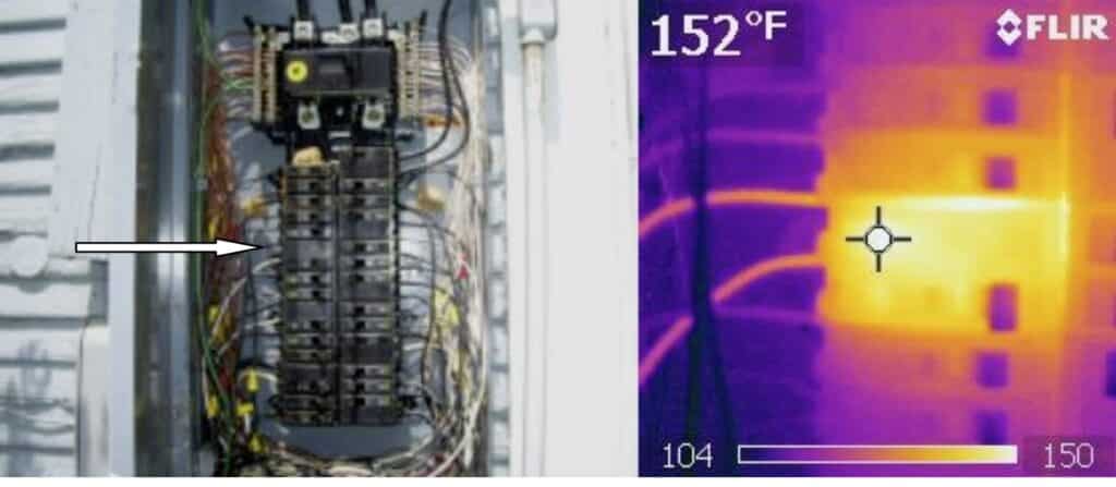 Infrared Thermography showing overheated electrical panel